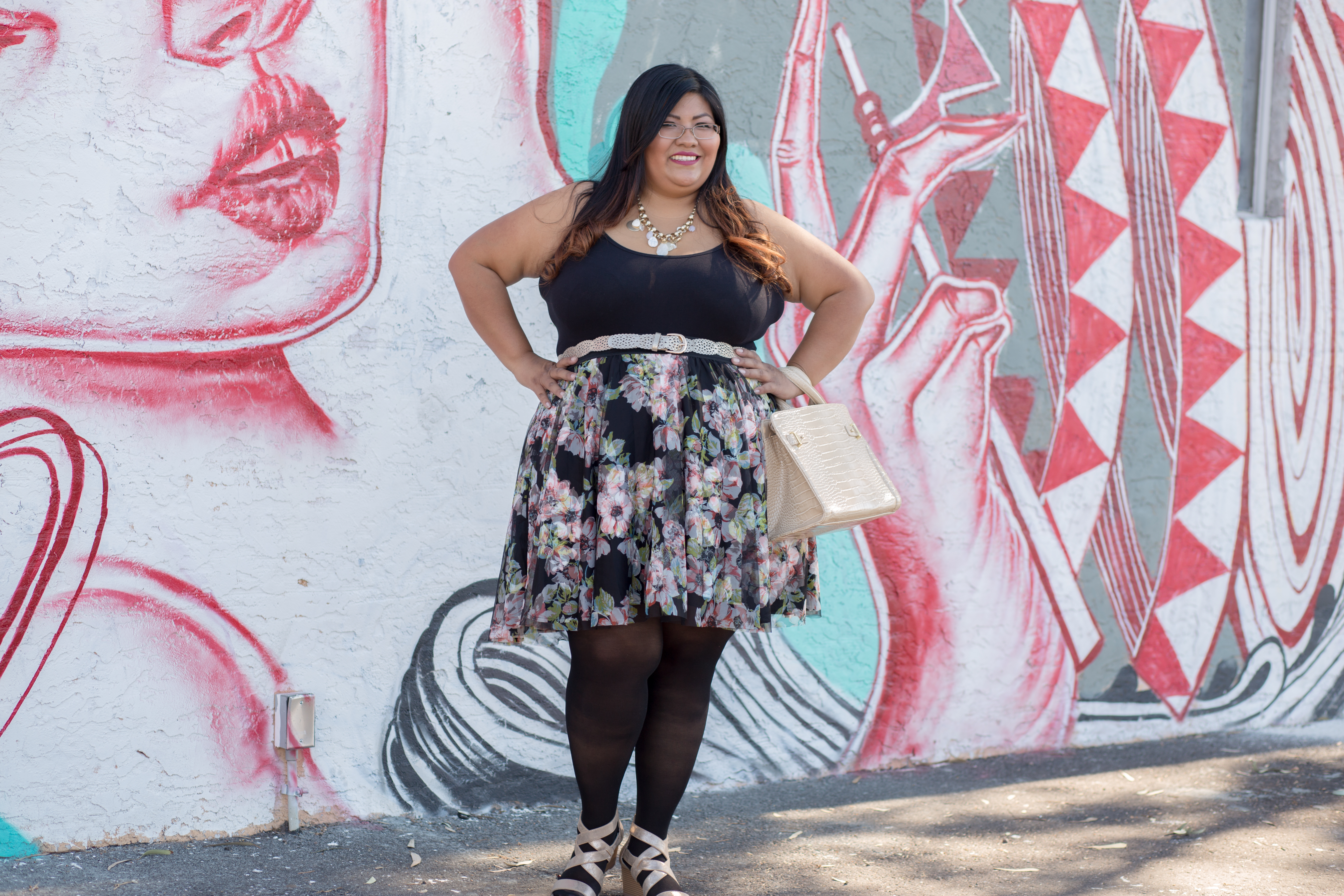 Redstreak Girl wearing Torrid Floral Tulle Mini Skirt