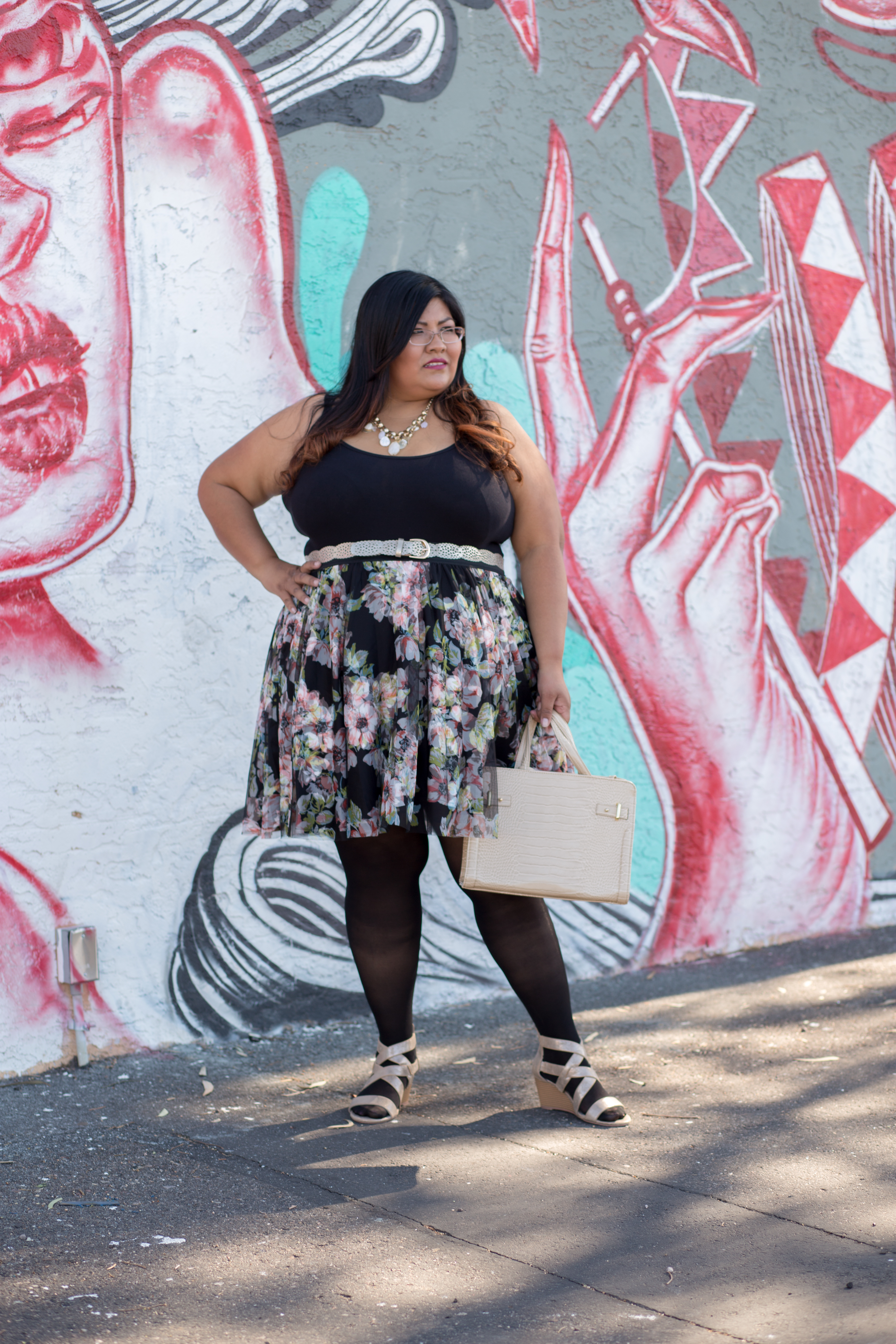 Redstreak Girl wearing Torrid Floral Tulle Mini Skirt